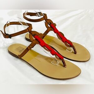 Dolce Vita Brown and Red Roped Boho Gladiator Style Strappy Sandals Size 9.5